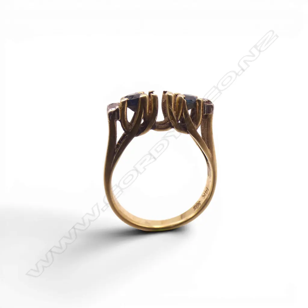 14CT GOLD DIAMOND AND SAPPHIRE RING (ONE SAPPHIRE AND DIAMOND MISSING) 4.35gms size N Image 1++