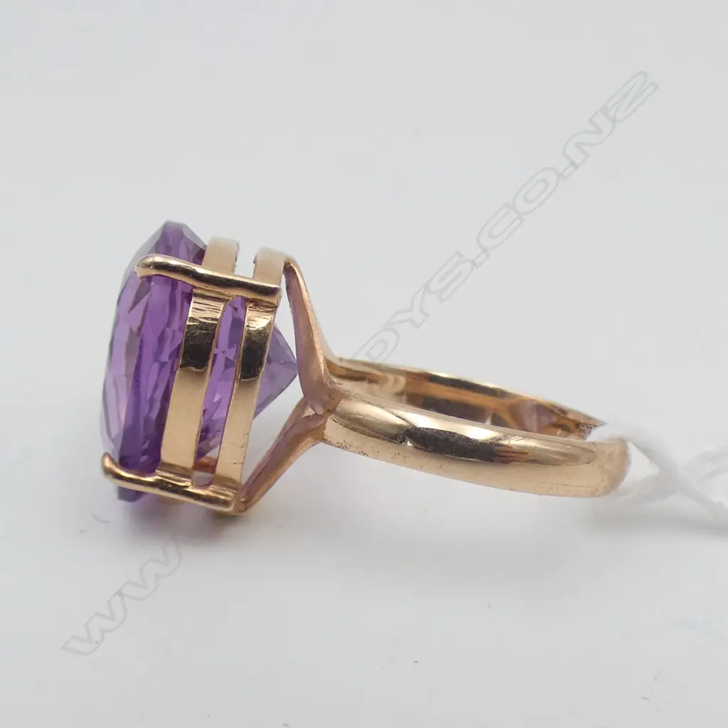 SILVER GILT AMETHYST RING SIZE P Image 1++