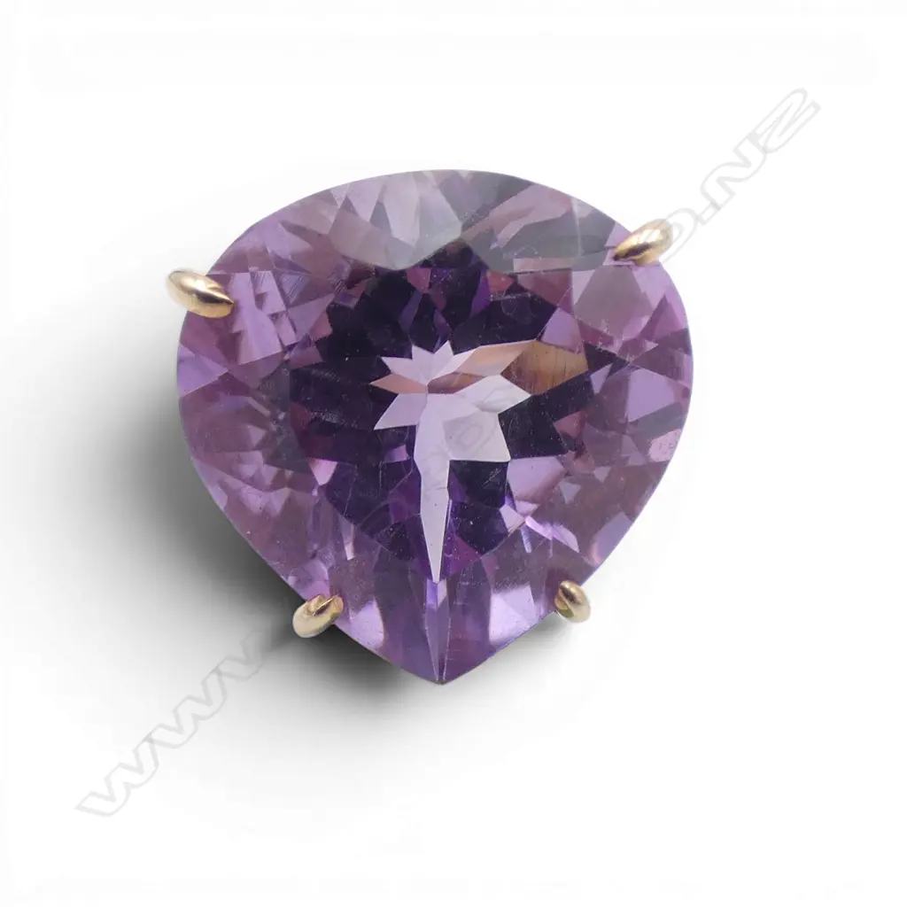 SILVER GILT AMETHYST RING SIZE P Image 1++
