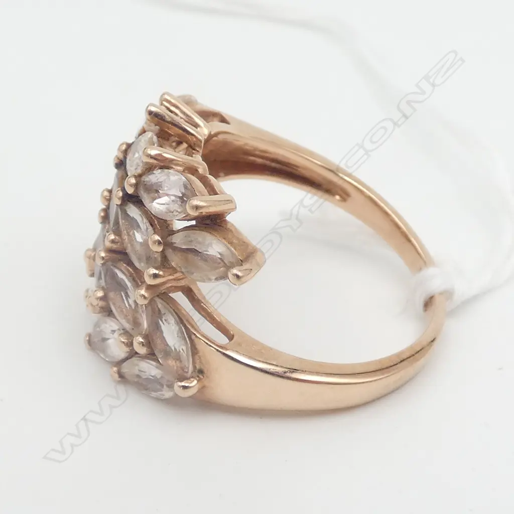 9ct ROSE GOLD & MULTI PINK BERYL DRESS RING 6.16gms SIZE  R/S Image 1++