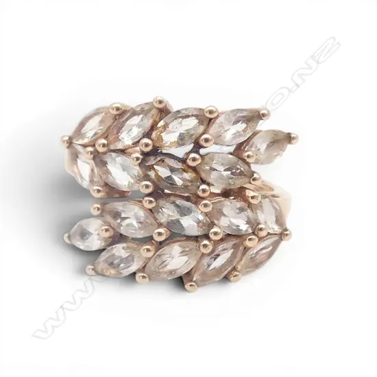9ct ROSE GOLD & MULTI PINK BERYL DRESS RING 6.16gms SIZE  R/S