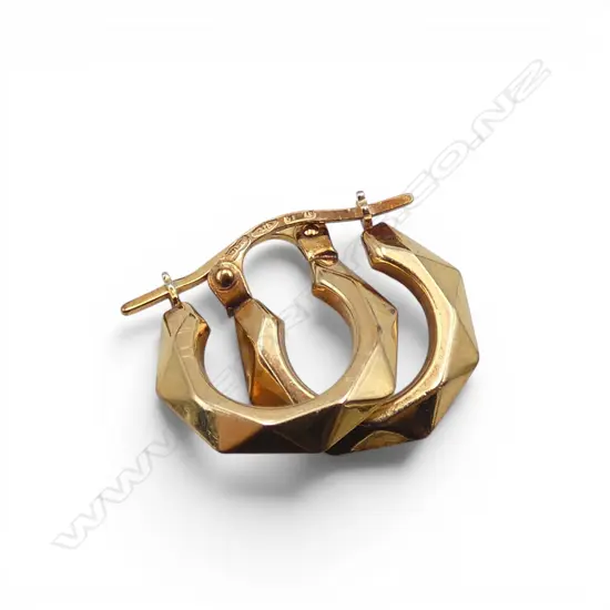 PR 9CT HUGGIE EARRINGS 14mm dia, 0.9gms