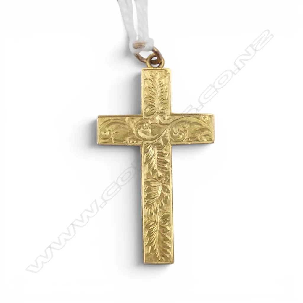 9ct CROSS PENDANT, 30x18mm 1.1gms Image 1++