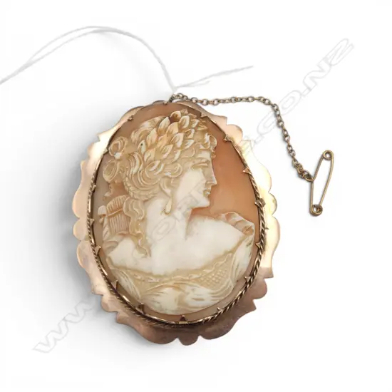 9ct GOLD LARGE CAMEO BROOCH, 20.6gm total weight