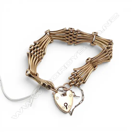 c.1900 9ct ROSE GOLD DECORATIVE GATE LINK BRACELET 18.45gms