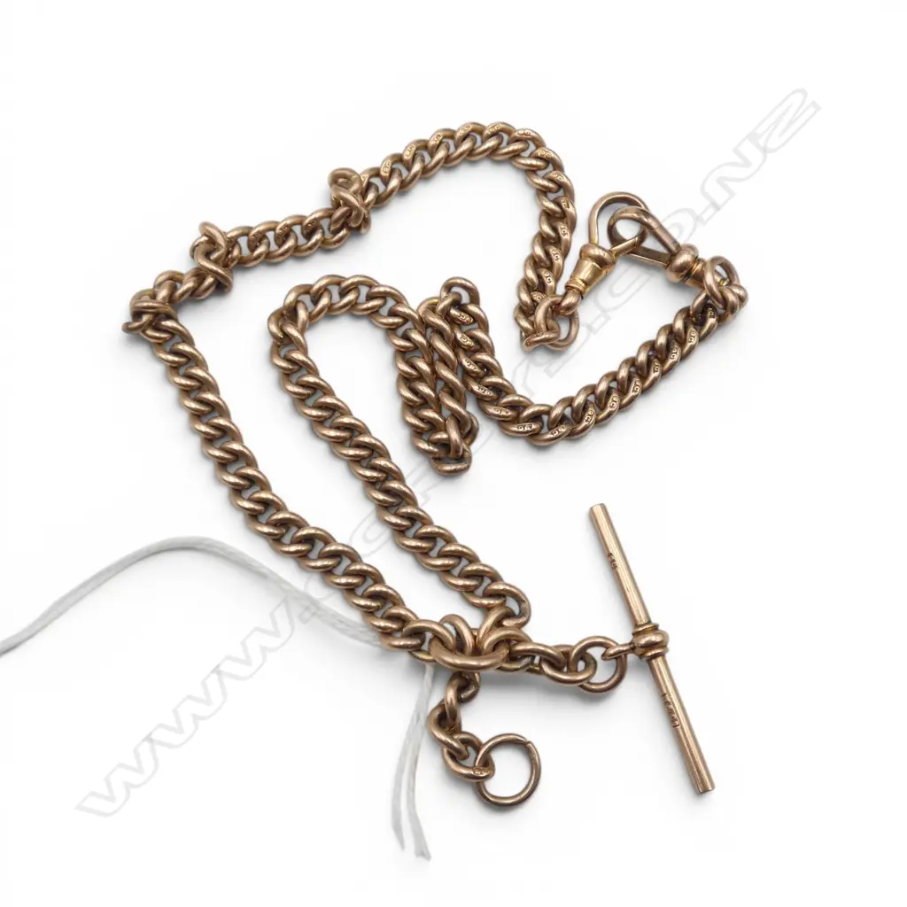 9ct FOB CHAIN w. T BAR L.410mm 41.8gms Image 1++