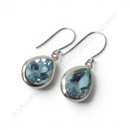 PR SILVER & SWISS BLUE TOPAZ EARRINGS 