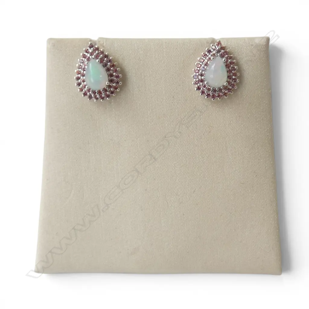 PR SILVER OPAL & GARNET EARRINGS Image 1++
