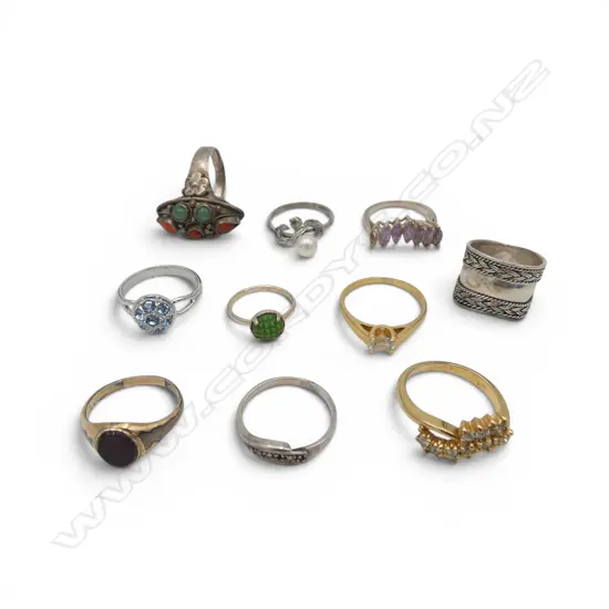 BAG OF SILVER & COSTUME RINGS