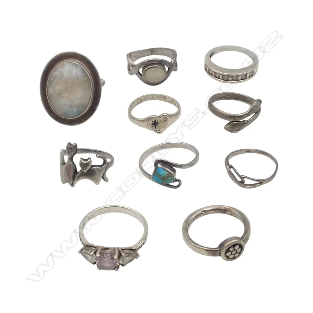 ASST STG SIL RINGS SOME W.STONES W.35.7G Image 1++