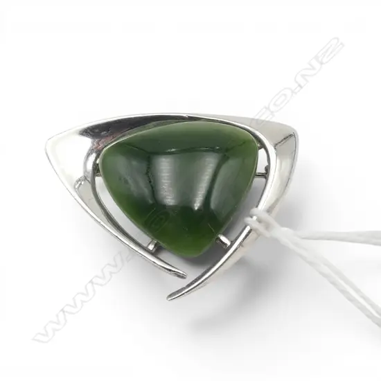 PETER MINTURN  S/SILVER & GREENSTONE BROOCH