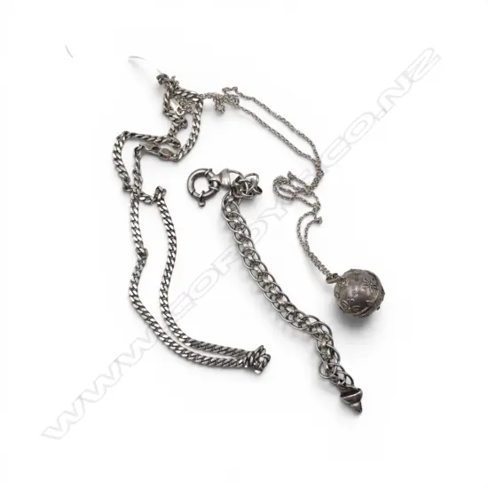 3 PCES STG SILVER JEWELLERY; 2 NECKLACES + BRACELET 50gms