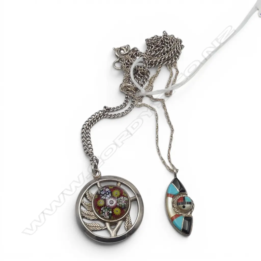 2 STG SILVER PENDANT NECKLACES; CAITHNESS JEWELLERY EDINBURGH 1971 21gms Image 1++