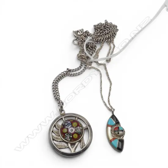 2 STG SILVER PENDANT NECKLACES; CAITHNESS JEWELLERY EDINBURGH 1971 21gms
