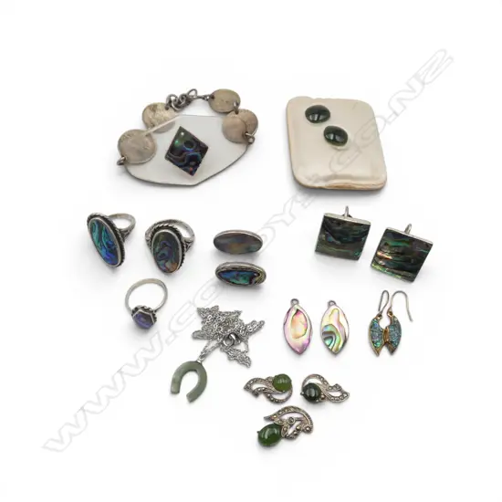 ASST. PAUA JEWELLERY, MOST SILVER BACKED