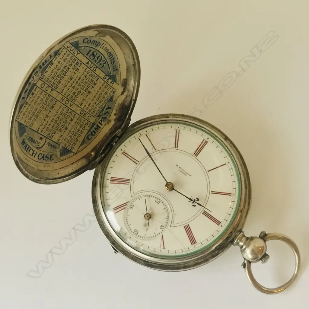 A Swiss silver cased hunter pocket watch, signed H. Hugenin, Locle Image 1++