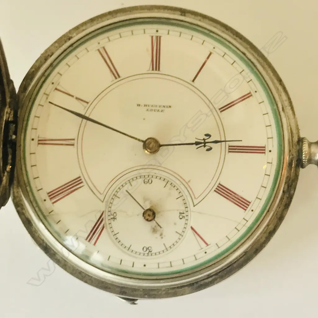 A Swiss silver cased hunter pocket watch, signed H. Hugenin, Locle Image 1++