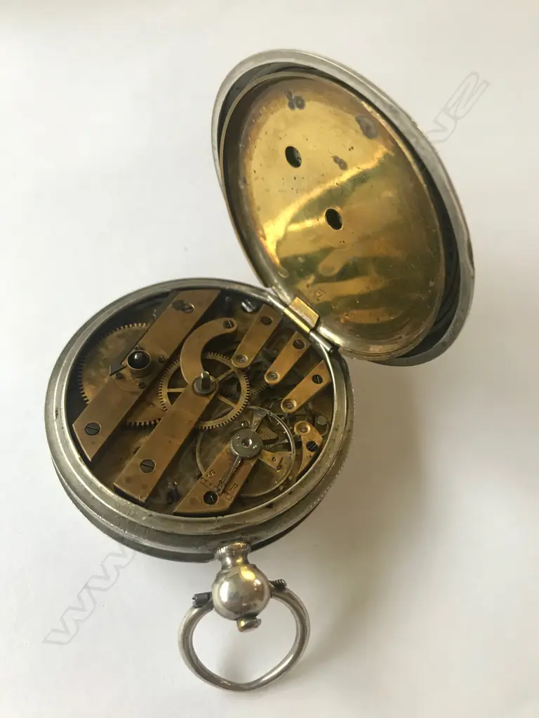 A Swiss silver cased hunter pocket watch, signed H. Hugenin, Locle Image 1++