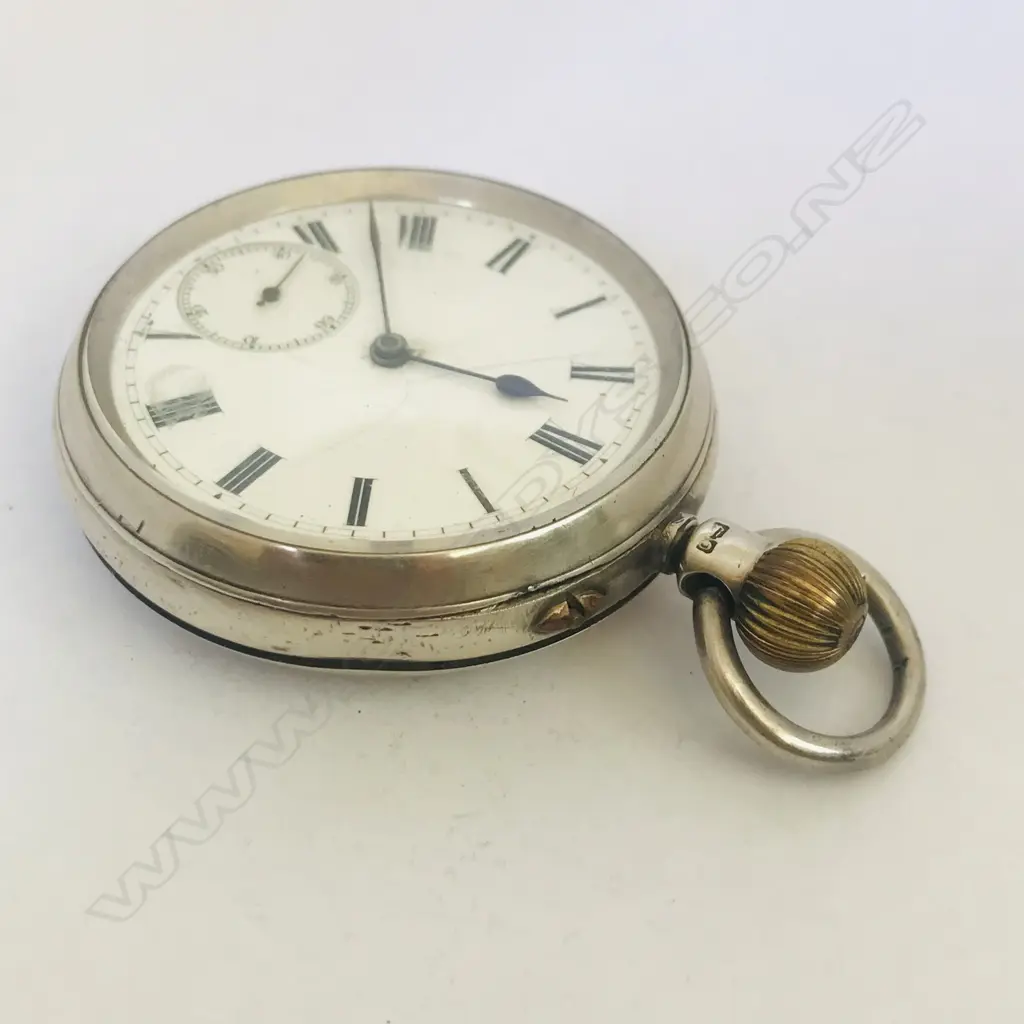 Early 20thC silver open face pocket watch by Usher & Cole. London, number 30583, with military marked movement. Image 1++