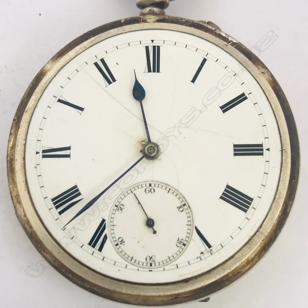 Early 20thC silver open face pocket watch by Usher & Cole. London, number 30583, with military marked movement. Image 1++