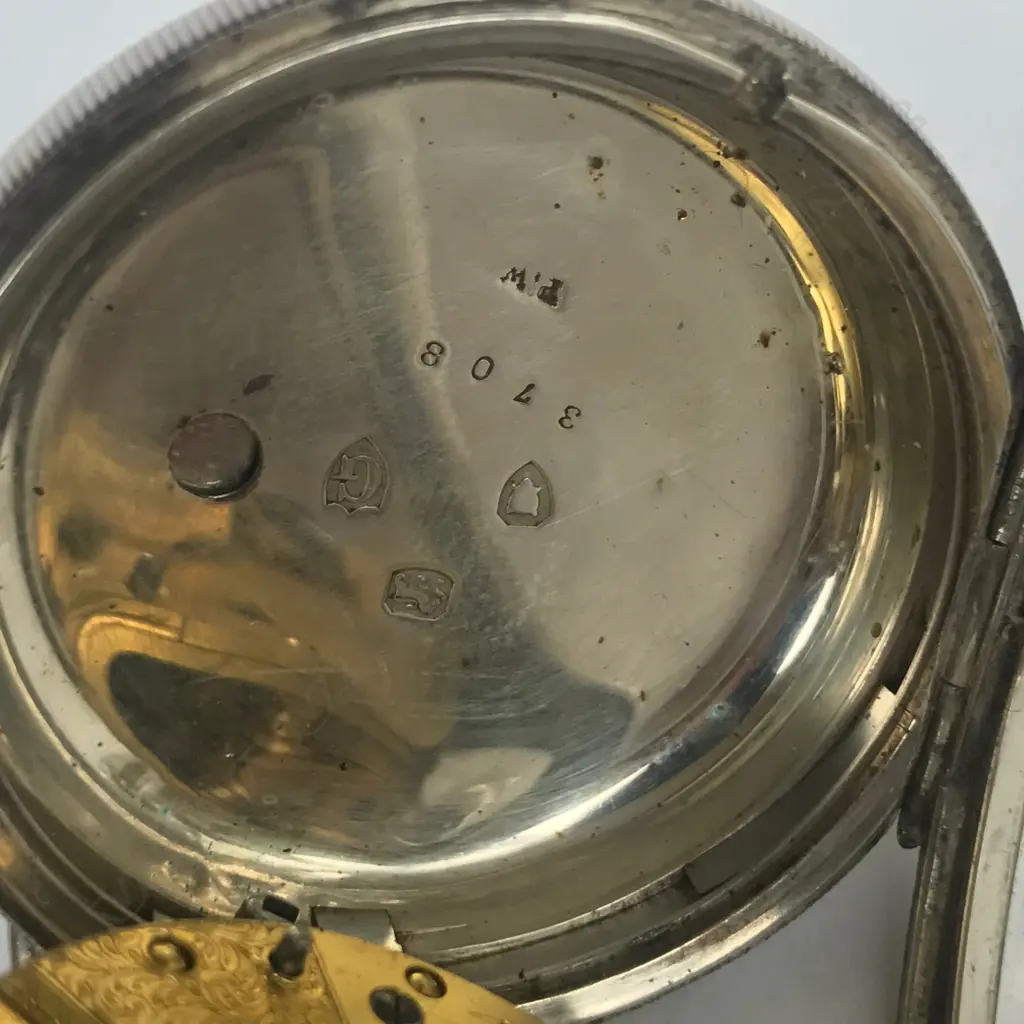 silver open face pocket watch by Lund Bros. London, number 3708 Image 1++