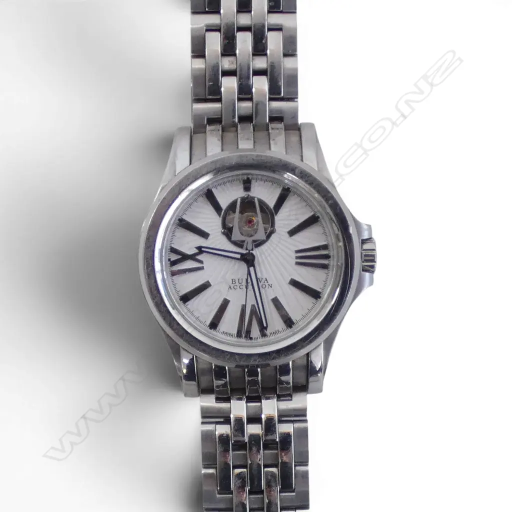 BULOVA ACCUTRON LGE GENT'S WRISTWATCH half exhibition back. Running Image 1++