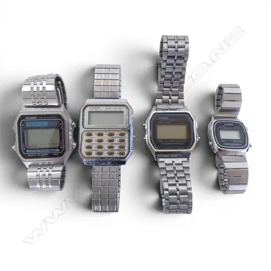 BOX OF 4 1980S VINTAGE CASIO DIGITAL WATCHES