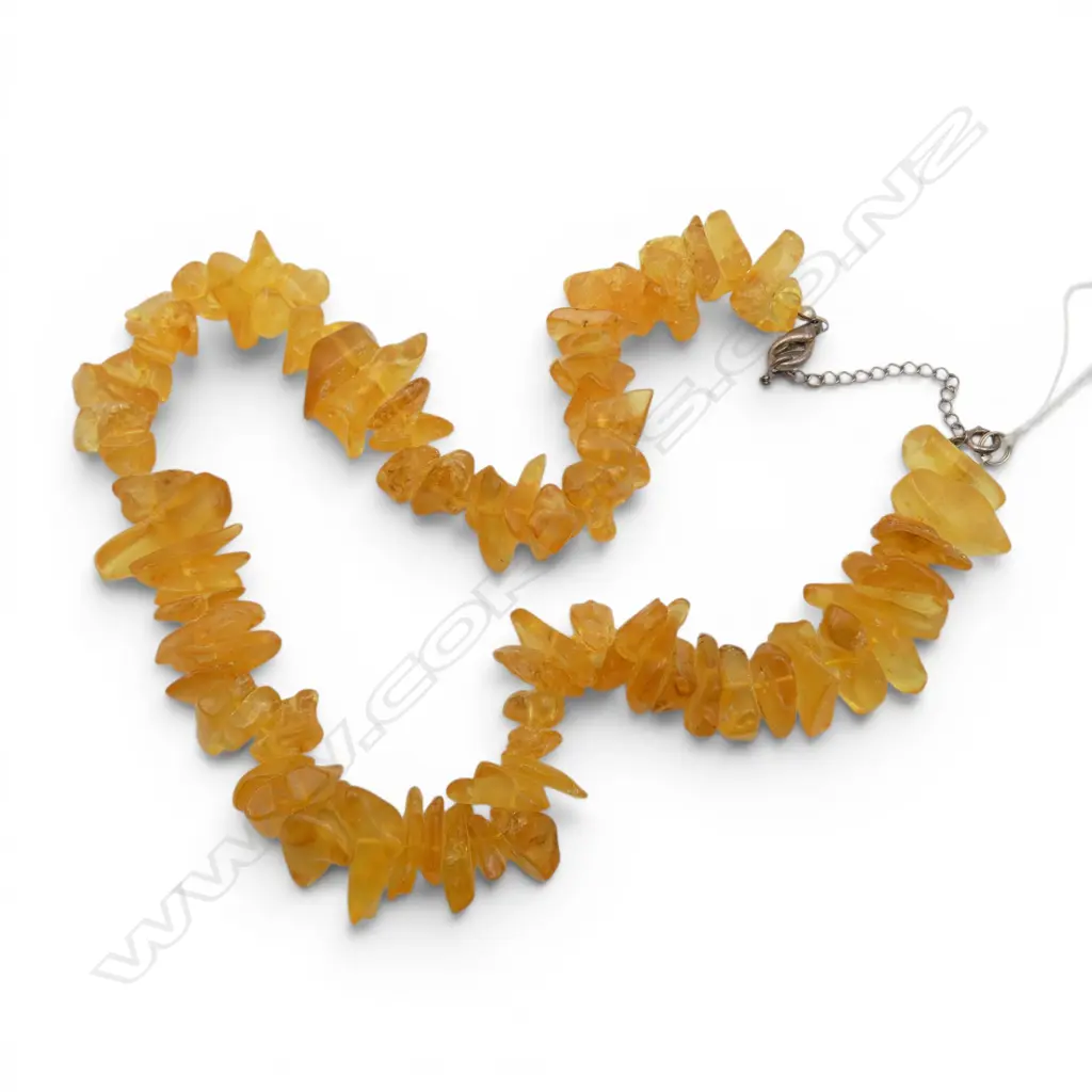 STRING OF NATURAL SHAPED AMBER NECKLACE L240MM Image 1++