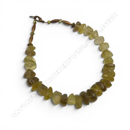 NATURAL CHUNKY FACETED CITRINE BEAD NECKLACE L220MM