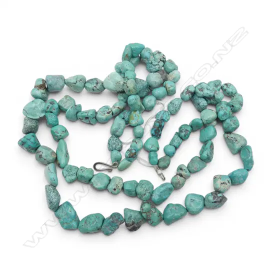 DOUBLE STRAND NATURAL TOURQUOISE STONE NECKLACE L300MM