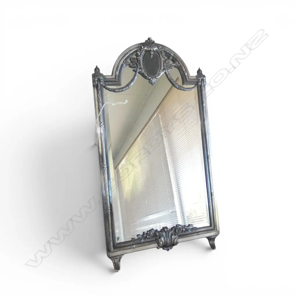 EDWARDIAN SILVER PLATED TABLE MIRROR H500MM Image 1++