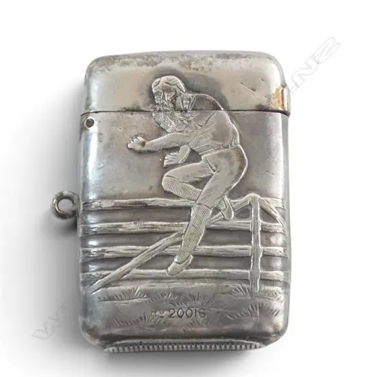 Birmingham 1884 uncommon SILVER  VESTA man jumping over fence 15.8gms