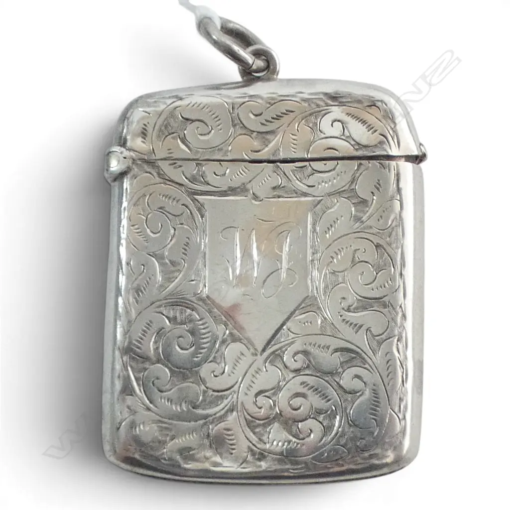 Birmingham 1892 SILVER LARGE VESTA slight dents 21.7gms Image 1++