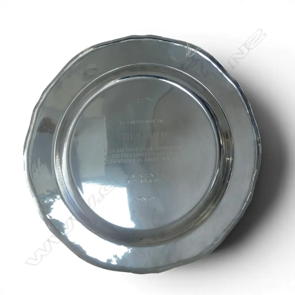PERUVIAN CAMUSSO 925 SILVER TRAY 350mm dia, 630gms Image 1++