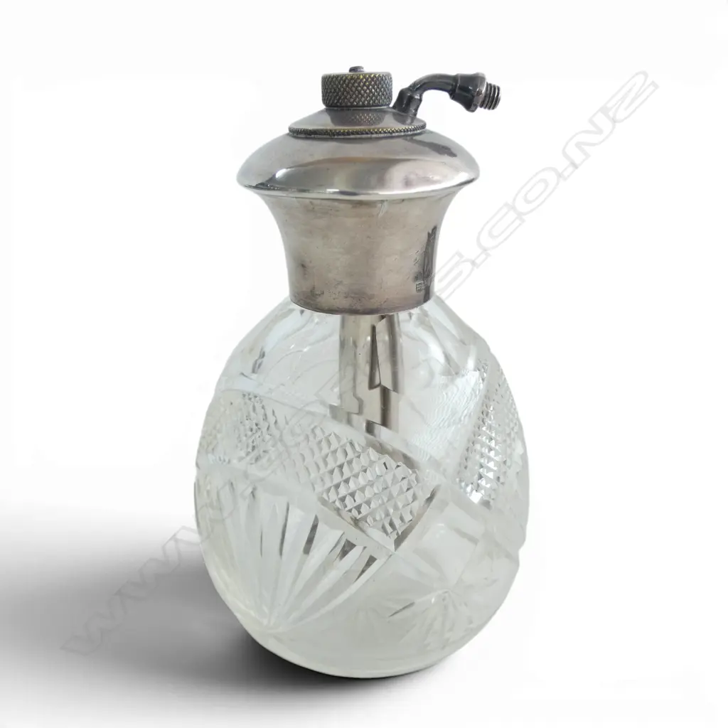 S/SILVER TOPPED CRYSTAL PERFUME BOTTLE H125MM Image 1++