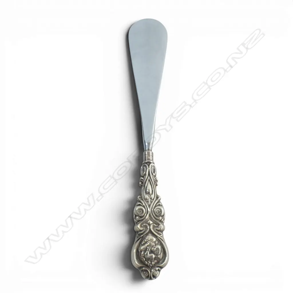 VINTAGE S/SILVER HANDLED SHOE HORN ANGEL PAT  Image 1++
