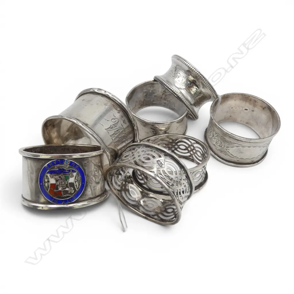 7 S/SILVER NAPKIN RINGS 99.3GMS Image 1++
