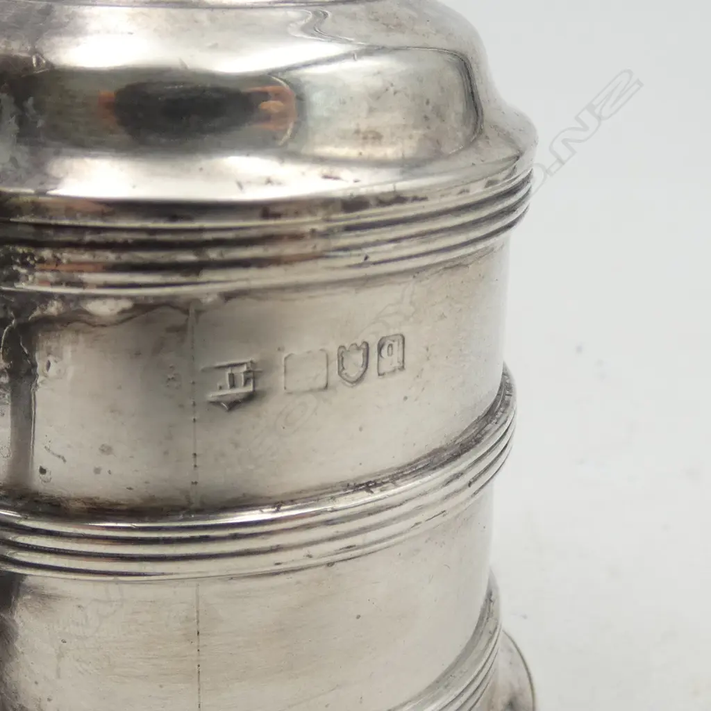 S/SILVER MUSTARD POT BLUE GLASS LINER SILVER WIEGHT 70.4GMS Image 1++