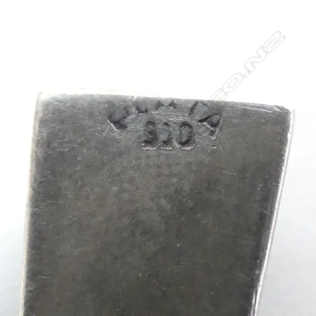 5 SILVER TEASPOONS & SALT SPOON, 3 LAPIS TOPPED stamped 930, 43gm Image 1++