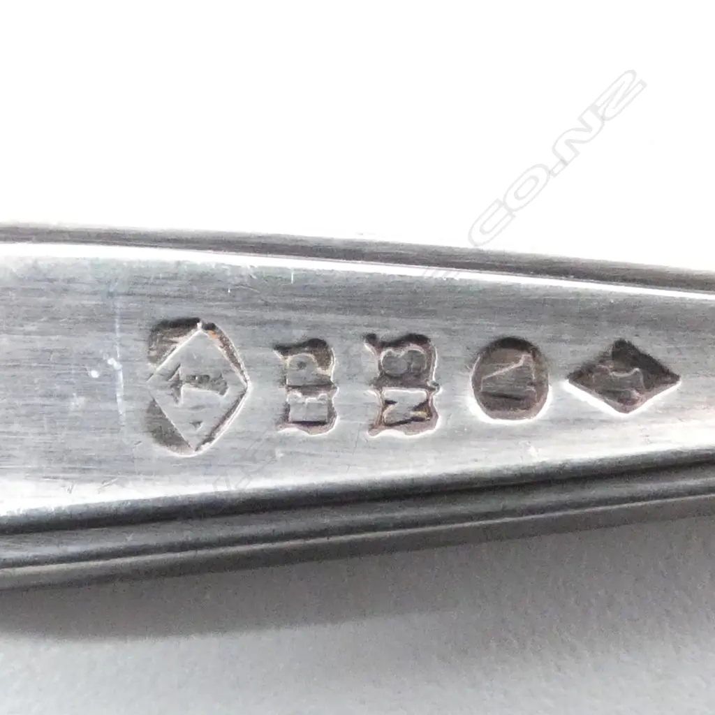 5 SILVER TEASPOONS & SALT SPOON, 3 LAPIS TOPPED stamped 930, 43gm Image 1++