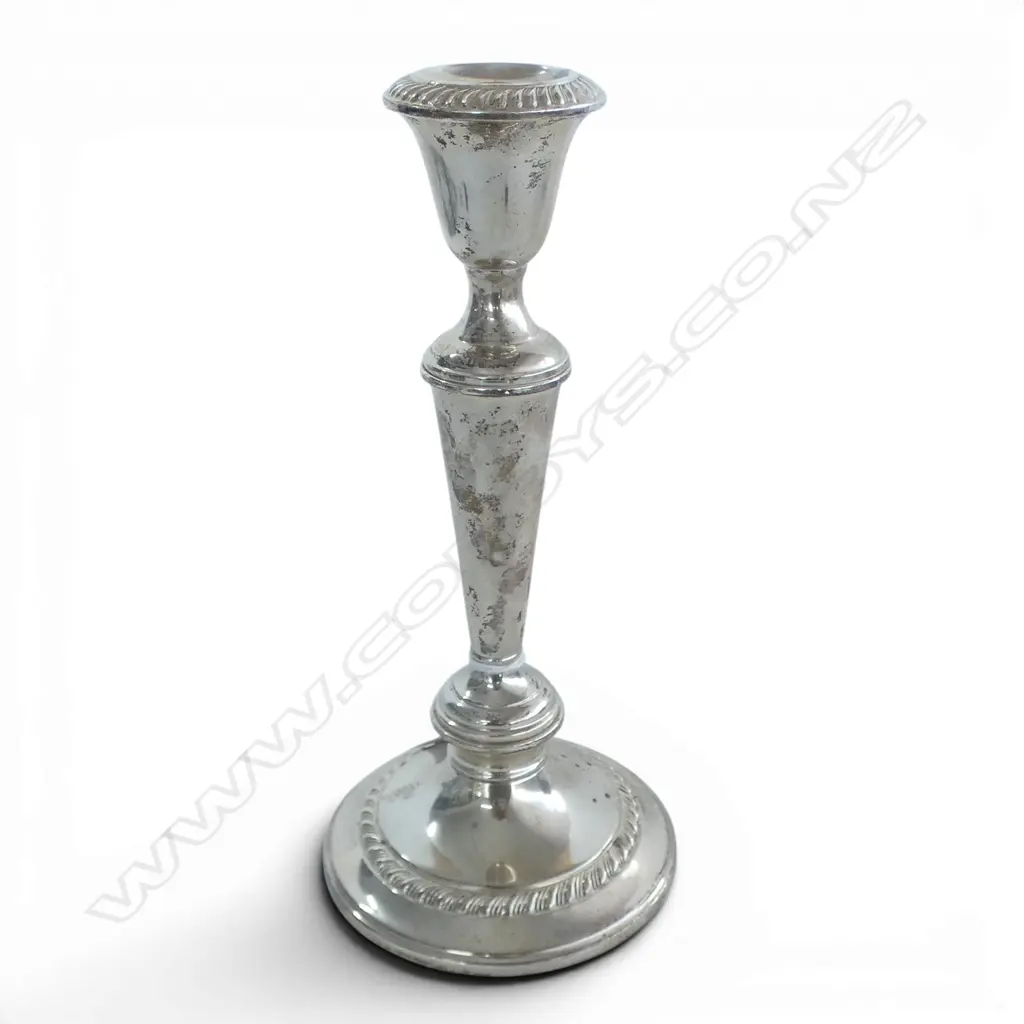 S/SILVER SINGLE CANDLESTICK H220MM WEIGHTED T/WEIGHT 500GMS Image 1++