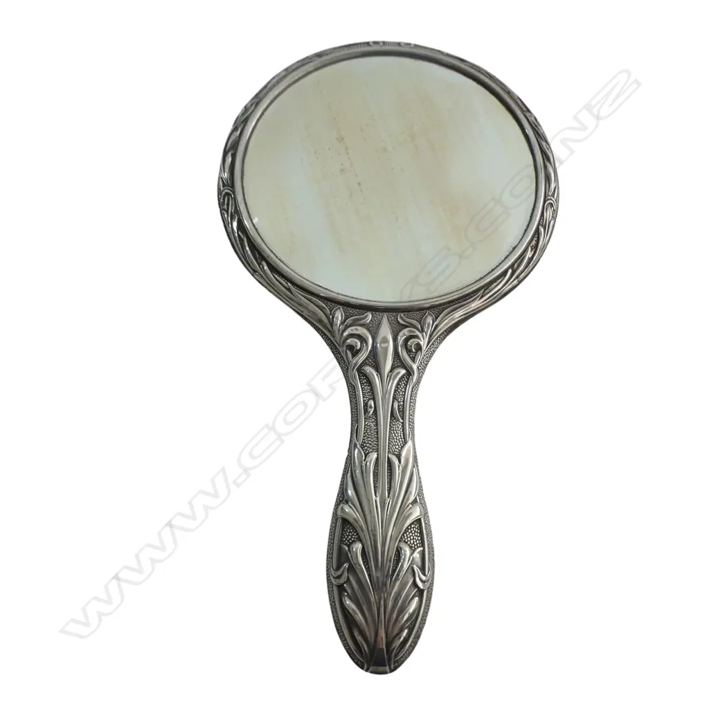 ART NOUVEAU S/SILVER HAND MIRROR  Image 1++