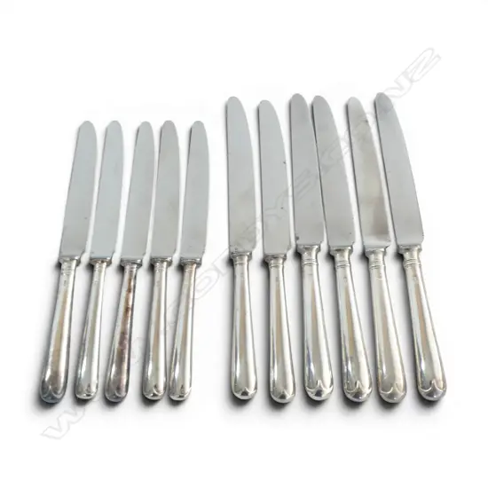 2 SETS 6 & 5 S/SILVER HANDLED TABLE KNIVES 