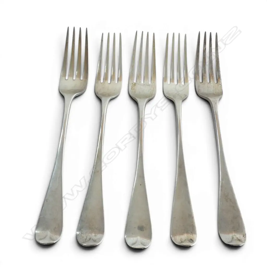 5 VICTORIAN S/SILVER DESSERT FORKS 198GMS Image 1++