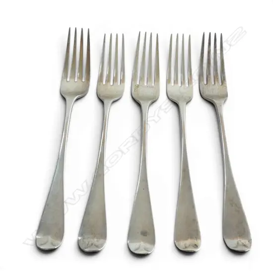 5 VICTORIAN S/SILVER DESSERT FORKS 198GMS