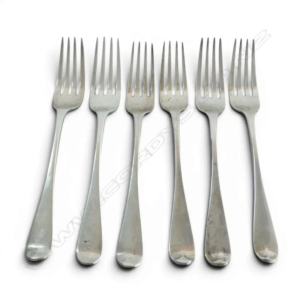 6 VICTORIAN S/SILVER DINNER FORKS 382GMS Image 1++