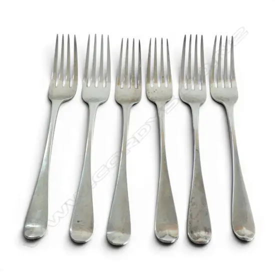 6 VICTORIAN S/SILVER DINNER FORKS 382GMS