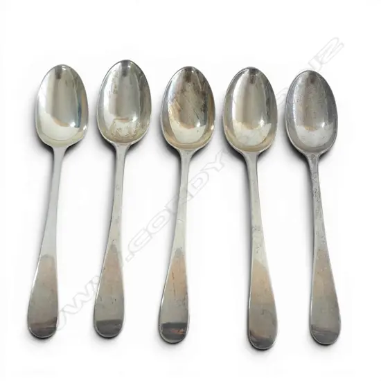 5 VICTORIAN S/SILVER TEASPOONS 105GMS
