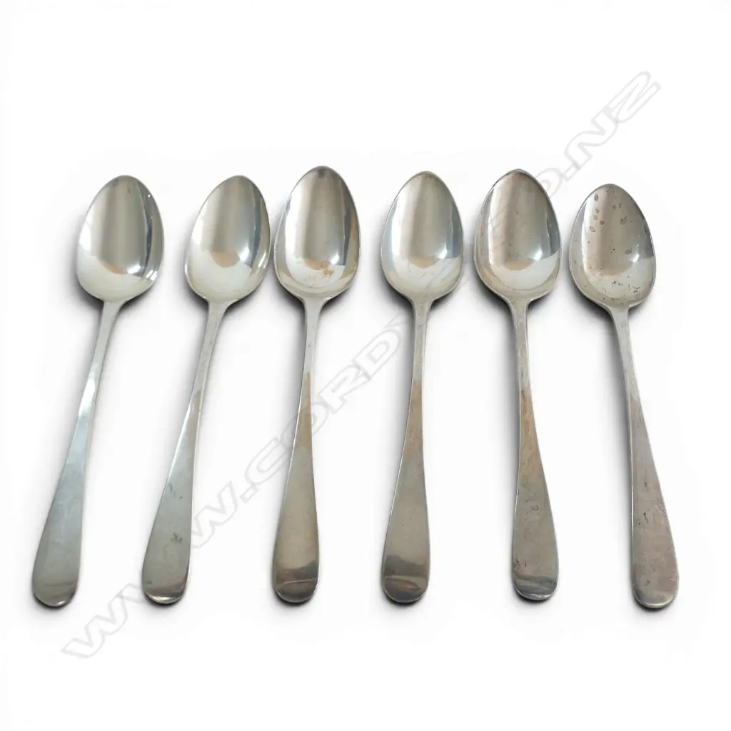 6 VICTORIAN S/SILVER DESSERT SPOONS 213GMS Image 1++