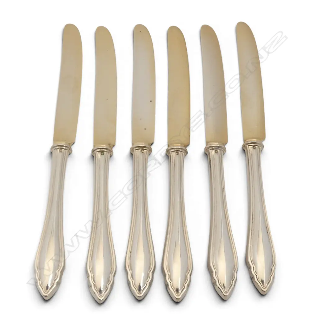 AUSTRAIN 800 SILVER SET OF 6 FRUIT KNIVES ALEXANDER STURM MAKER 161GMS Image 1++